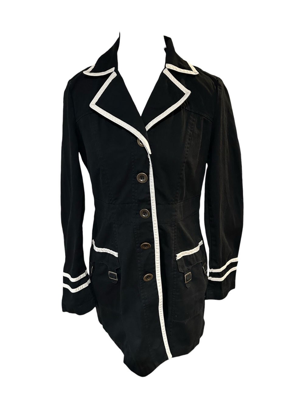 Tulle Black Jacket with White Trim - Women